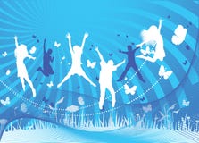 Vector Background Of Kids Jumping Stock Photo