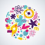 Vector background template with funky hand drawn elements. Can be used for party, birthday, invitations and weddings.