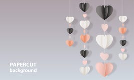 Vector Background With Pink, Black And White Color Paper Cut Shape Hearts. 3D Abstract Paper Art Style, Design Layout Royalty Free Stock Photos Vector Background With Pink, Black And White Color Paper Cut Shape Hearts. 3D Abstract Paper Art Style, Design Layout Royalty Free Stock Photos