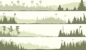 Vector Banners Of Misty Coniferous Forest With Glades Stock Image Vector Banners Of Misty Coniferous Forest With Glades Stock Image