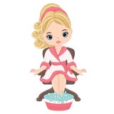 Vector Beautiful Young Girl Doing Pedicure in Spa Salon vector illustration Vector Beautiful Young Girl Doing Pedicure in Spa Salon vector illustration