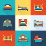 Vector bed icon set Stock Photos Vector bed icon set Stock Photos