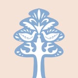 Vector birds art for toddlers, scandinavian folk art, patterned tree silhouette royalty free illustration Vector birds art for toddlers, scandinavian folk art, patterned tree silhouette royalty free illustration