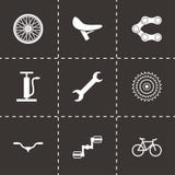 Vector black bicycle icons set. On black background vector illustration Vector black bicycle icons set. On black background vector illustration