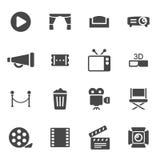 Vector black cinema icons set stock illustration Vector black cinema icons set stock illustration