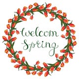 Vector bloemenkader met rode tulp royalty-vrije illustratie Vector bloemenkader met rode tulp royalty-vrije illustratie