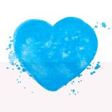 Vector Blue Heart Watercolor Paint Texture Isolated On White For Your Design Stock Photography
