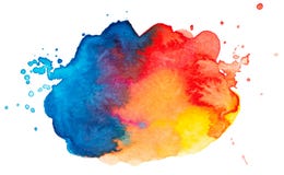 Vector Blue Red And Yellow Paint Splash Texture Isolated On White - Watercolor Banner For Your Design Stock Image