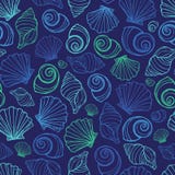 Vector blue seashells repeat pattern. Suitable for gift wrap, textile and wallpaper royalty free illustration Vector blue seashells repeat pattern. Suitable for gift wrap, textile and wallpaper royalty free illustration