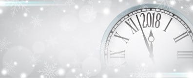 Vector 2018 buoni anni con il retro orologio sui fiocchi di neve grigi illustrazione vettoriale Vector 2018 buoni anni con il retro orologio sui fiocchi di neve grigi illustrazione vettoriale