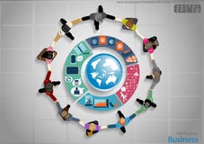 Vector businessman handshake with success. icon, world, flat design royalty free illustration Vector businessman handshake with success. icon, world, flat design royalty free illustration