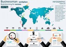 Businessman workplace Brainstorming for success desing modern Idea and Concept Vector illustration Infographic template with icons royalty free illustration Businessman workplace Brainstorming for success desing modern Idea and Concept Vector illustration Infographic template with icons royalty free illustration