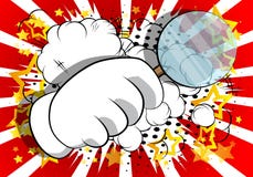 Vector cartoon hand holding a magnifying glass. vector illustration Vector cartoon hand holding a magnifying glass. vector illustration