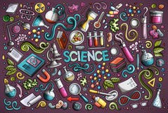 Vector cartoon set of Science theme objects and symbols royalty free illustration Vector cartoon set of Science theme objects and symbols royalty free illustration