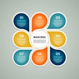 Vector circle infographic. Template for cycle diagram, graph, presentation and round chart. Business concept with 8 options, parts Stock Illustration Vector circle infographic. Template for cycle diagram, graph, presentation and round chart. Business concept with 8 options, parts Stock Illustration