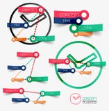 Vector clock infographic and keywords stock illustration Vector clock infographic and keywords stock illustration