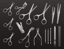 Vector collection of accessories for manicure, haircuts and makeup. vector illustration Vector collection of accessories for manicure, haircuts and makeup. vector illustration