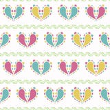 Vector Colorful Paisley Hearts Design on green seamless pattern background. royalty free illustration Vector Colorful Paisley Hearts Design on green seamless pattern background. royalty free illustration