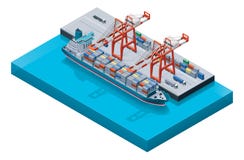Vector container ship with cranes stock illustration Vector container ship with cranes stock illustration