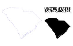 Vector Contour Dotted Map of South Carolina State with Caption stock illustration Vector Contour Dotted Map of South Carolina State with Caption stock illustration
