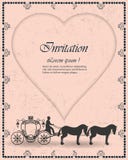 Vector convites luxuosos do casamento do vintage, o treinador e o transporte do coração como o fundo dos cartões, bandeiras ilustração royalty free Vector convites luxuosos do casamento do vintage, o treinador e o transporte do coração como o fundo dos cartões, bandeiras ilustração royalty free