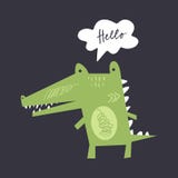 Vector cute cartoon crocodile. Baby stylish illustration vector illustration Vector cute cartoon crocodile. Baby stylish illustration vector illustration
