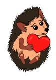 Vector cute hedgehog standing with a heart vector illustration Vector cute hedgehog standing with a heart vector illustration