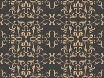 Vector damask seamless retro pattern background spiral curve cross botnaic garden frame leaf vine flower. Elegant luxury brown stock illustration Vector damask seamless retro pattern background spiral curve cross botnaic garden frame leaf vine flower. Elegant luxury brown stock illustration