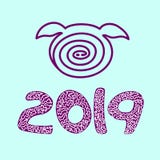 Vector del icono del cerdo 2019, Feliz Año Nuevo Backgraund azul, libre illustration Vector del icono del cerdo 2019, Feliz Año Nuevo Backgraund azul, libre illustration