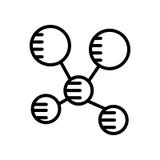 Vector del icono de la molécula aislado en el fondo blanco, muestra de la molécula ilustración del vector Vector del icono de la molécula aislado en el fondo blanco, muestra de la molécula ilustración del vector