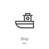 vector del icono de la nave de la colección del bebé L?nea fina ejemplo del vector del icono del esquema de la nave Esquema, líne ilustración del vector vector del icono de la nave de la colección del bebé L?nea fina ejemplo del vector del icono del esquema de la nave Esquema, líne ilustración del vector