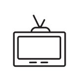 Vector del icono de la televisión aislado en el fondo blanco, la muestra de la televisión, el símbolo linear y elementos del dise ilustración del vector Vector del icono de la televisión aislado en el fondo blanco, la muestra de la televisión, el símbolo linear y elementos del dise ilustración del vector
