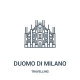 vector del icono de Milano de los di del duomo de la colección que viaja Línea fina ejemplo del vector del icono del esquema de M stock de ilustración vector del icono de Milano de los di del duomo de la colección que viaja Línea fina ejemplo del vector del icono del esquema de M stock de ilustración