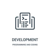 vector del icono del desarrollo de programar y de cifrar la colecci?n L?nea fina ejemplo del vector del icono del esquema del des libre illustration vector del icono del desarrollo de programar y de cifrar la colecci?n L?nea fina ejemplo del vector del icono del esquema del des libre illustration