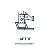 vector del icono del ordenador portátil de finanzas y de la colección del dinero L?nea fina ejemplo del vector del icono del esqu ilustración del vector vector del icono del ordenador portátil de finanzas y de la colección del dinero L?nea fina ejemplo del vector del icono del esqu ilustración del vector