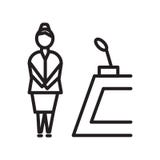 Vector del icono del recepcionista aislado en el fondo blanco, la muestra del recepcionista, el símbolo linear y elementos del di libre illustration Vector del icono del recepcionista aislado en el fondo blanco, la muestra del recepcionista, el símbolo linear y elementos del di libre illustration