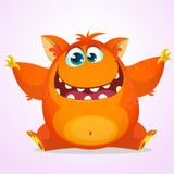 Vector desenhos animados de Dia das Bruxas de um monstro gordo e macio alaranjado de Dia das Bruxas Monstro bonito com orelhas gr ilustração stock Vector desenhos animados de Dia das Bruxas de um monstro gordo e macio alaranjado de Dia das Bruxas Monstro bonito com orelhas gr ilustração stock