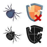 Isolated object of virus and secure sign. Collection of virus and cyber stock symbol for web. stock illustration Isolated object of virus and secure sign. Collection of virus and cyber stock symbol for web. stock illustration