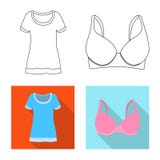 Isolated object of woman and clothing icon. Collection of woman and wear stock vector illustration. stock illustration Isolated object of woman and clothing icon. Collection of woman and wear stock vector illustration. stock illustration
