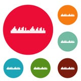 Vector determinado del círculo de los iconos de la frecuencia del equalizador stock de ilustración Vector determinado del círculo de los iconos de la frecuencia del equalizador stock de ilustración