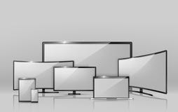 Vector different screens - notebook, smartphone, TV. stock illustration Vector different screens - notebook, smartphone, TV. stock illustration