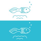 Vector drawing fish on blue and white background, logo stock illustration Vector drawing fish on blue and white background, logo stock illustration