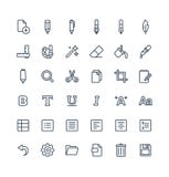 Vector dunne geplaatste lijnpictogrammen en grafische ontwerpelementen De illustratie met tekst geeft, de grafische symbolen van Stock Afbeelding Vector dunne geplaatste lijnpictogrammen en grafische ontwerpelementen De illustratie met tekst geeft, de grafische symbolen van Stock Afbeelding