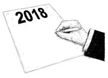 Vector el ejemplo artístico del dibujo de la mano listo para escribir o para firmar el documento con el texto 2018 stock de ilustración Vector el ejemplo artístico del dibujo de la mano listo para escribir o para firmar el documento con el texto 2018 stock de ilustración