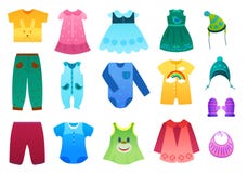 Vector el ejemplo de la colección de la ropa de los niños del bebé y de los niños Ilustración del vector de la historieta ilustración del vector Vector el ejemplo de la colección de la ropa de los niños del bebé y de los niños Ilustración del vector de la historieta ilustración del vector