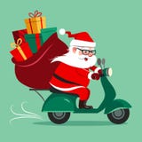 Vector el ejemplo de la historieta de Santa Claus feliz linda que monta a ilustración del vector Vector el ejemplo de la historieta de Santa Claus feliz linda que monta a ilustración del vector