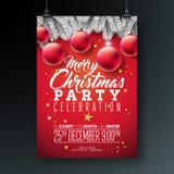 Vector el feliz ejemplo del aviador de la fiesta de Navidad con los elementos de la tipografía y del día de fiesta en fondo azul libre illustration Vector el feliz ejemplo del aviador de la fiesta de Navidad con los elementos de la tipografía y del día de fiesta en fondo azul libre illustration