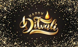 Vector el texto brillante Diwali de las letras del día de fiesta del oro con las lámparas abstractas del diya y la llama ligera d libre illustration Vector el texto brillante Diwali de las letras del día de fiesta del oro con las lámparas abstractas del diya y la llama ligera d libre illustration