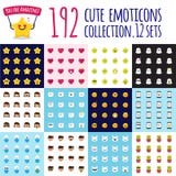 Vector emoji big set. Funny cartoon emoticons. Cute stickers vector illustration Vector emoji big set. Funny cartoon emoticons. Cute stickers vector illustration