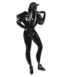 Vector fashion illustration girl sport black and white isolated on white background for advertising royalty free illustration Vector fashion illustration girl sport black and white isolated on white background for advertising royalty free illustration